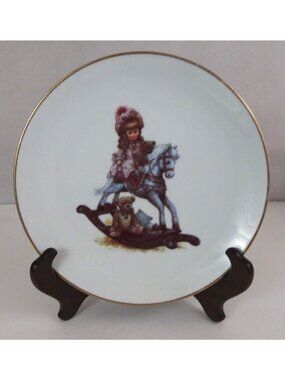 Vintage Homer Laughlin Girl On Rocking Horse 8.5" Decorative Plate